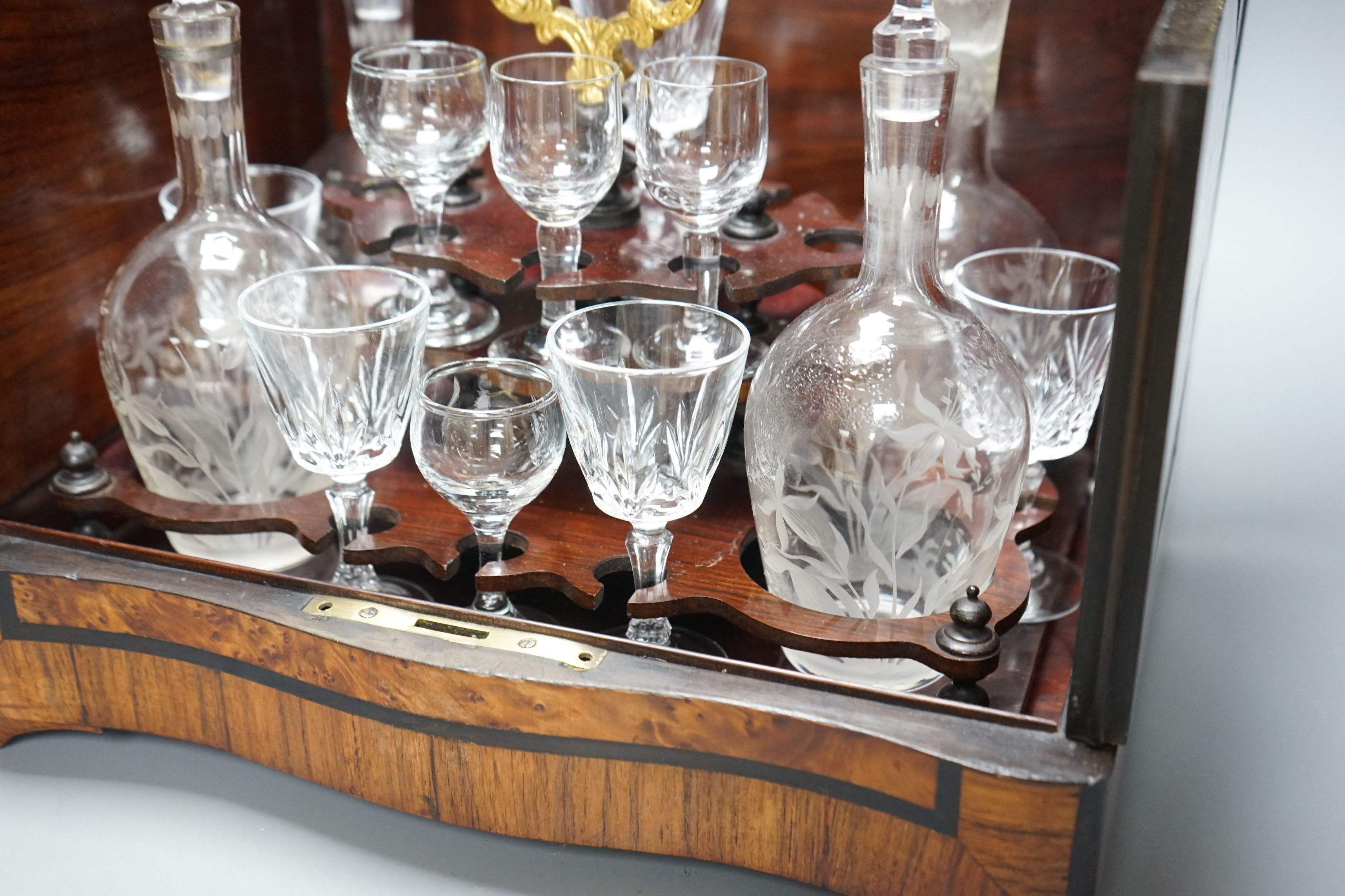 A 19th century French bird's eye maple liqueur box, 33cms wide x 28cms high